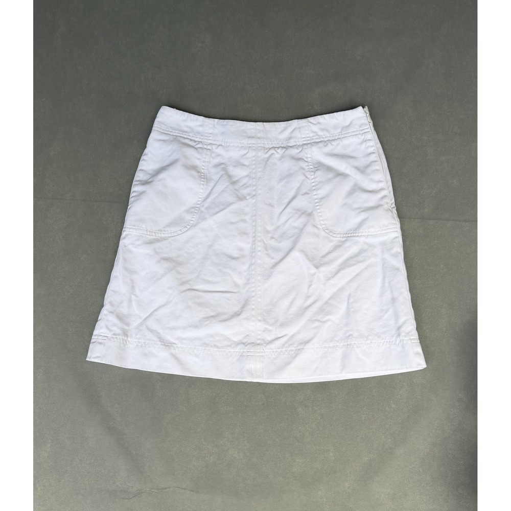 Ralph Lauren black label White Cotton Mini Skirt Side Zip A-Line Pockets Size 6